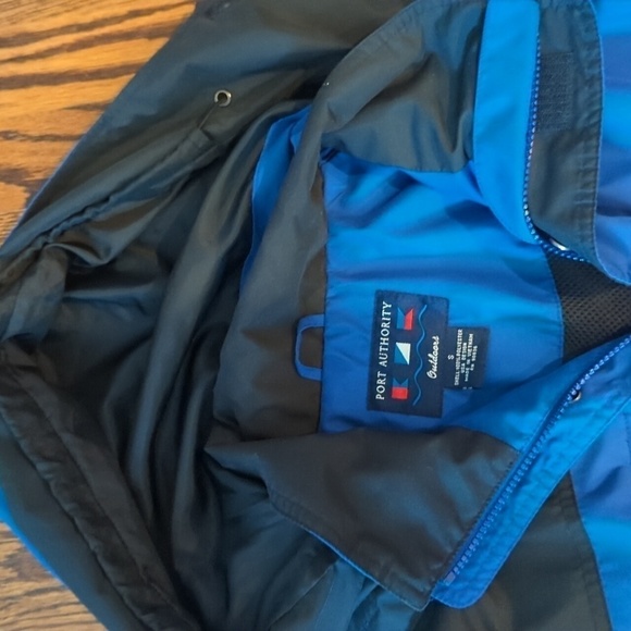 Port Authority gorpcore full length bungee cord adjustable blue hooded jacket S - Picture 4 of 13